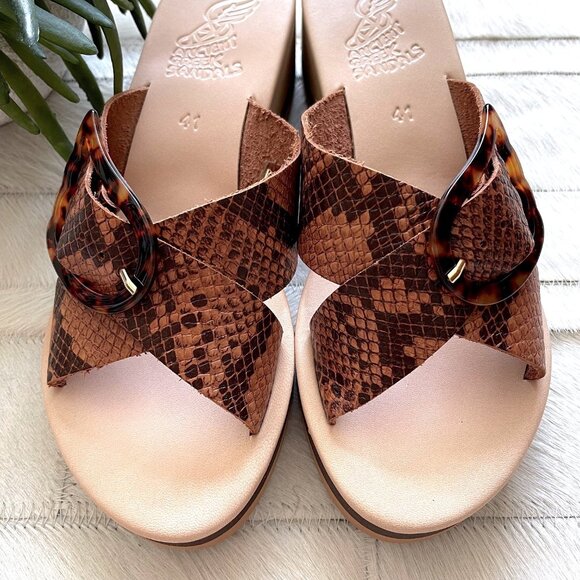 Ancient Greek Sandals Thais Rainbow Wedge Sandals in Python Tampa - Picture 5 of 12